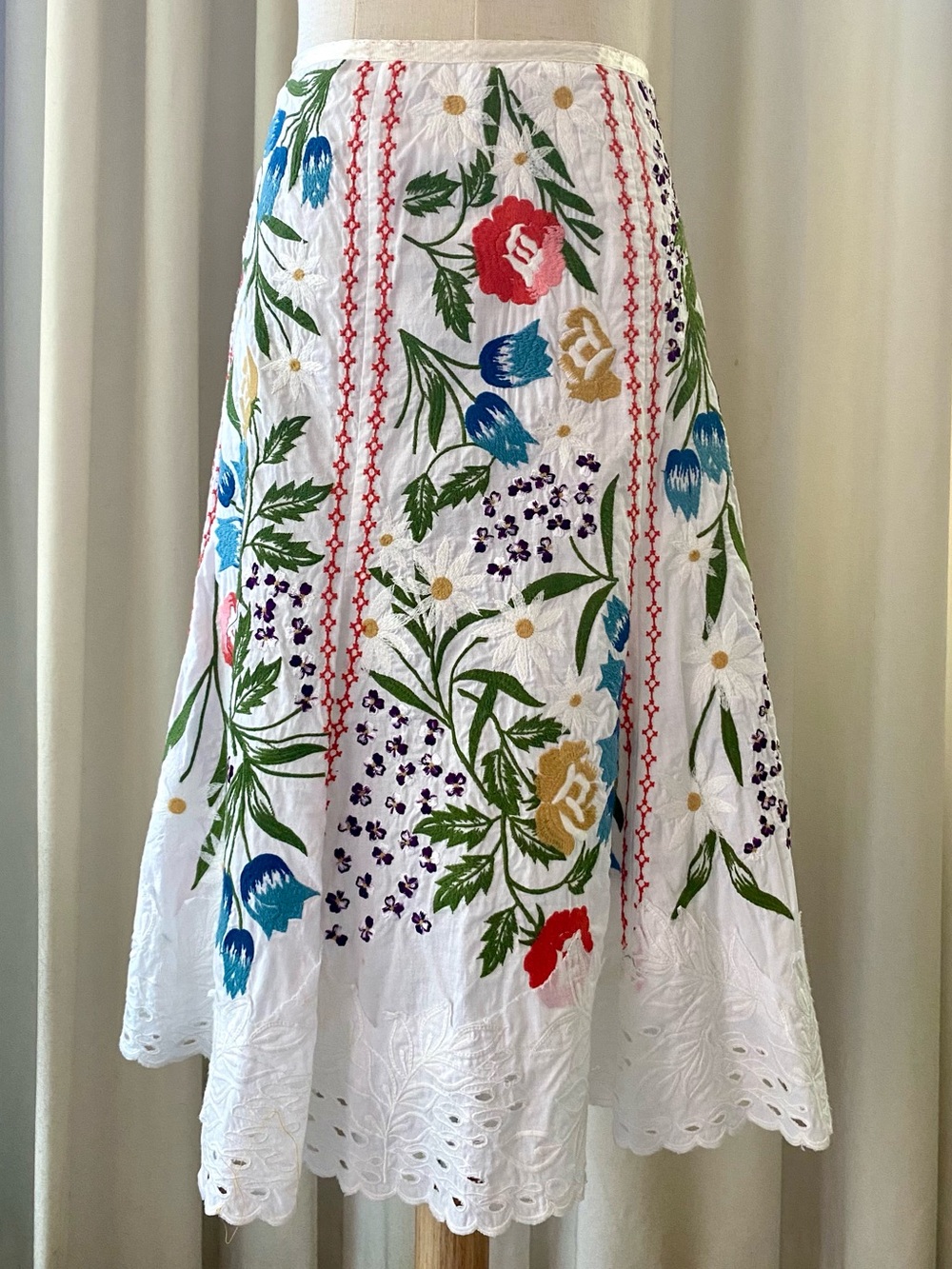 Anthropologie | Future Paradise | Embroidered Multi-Color | Skirt | Large